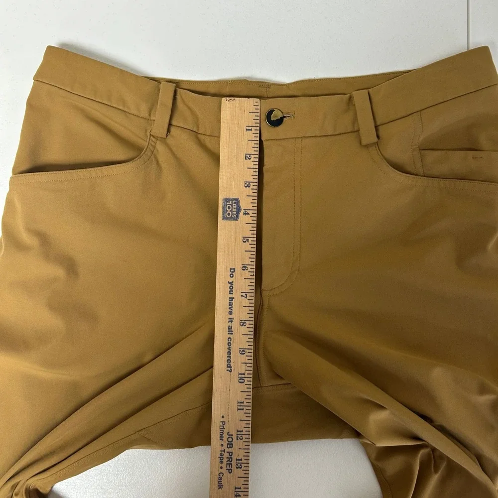 Lululemon ABC Pants Mens 33 Mustard Tan Warpstreme Slim Straight Chino
